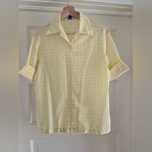 VINTAGE Sears Yellow and White Gingham Shirt